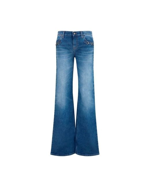 Gucci Blue Cotton Flared Jeans
