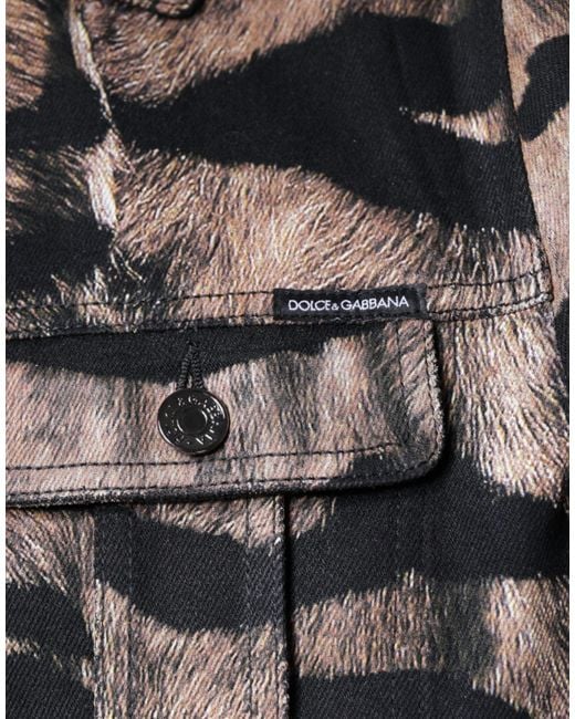 Dolce & Gabbana Black Tiger Button Down Collared Jacket for men