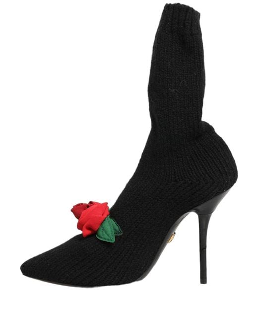 Dolce & Gabbana Red Stiletto Heels Mid Calf Boots Shoes Nylon Virgin Wool Eel