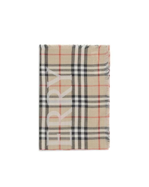Burberry Natural Beige Wool Scarf for men