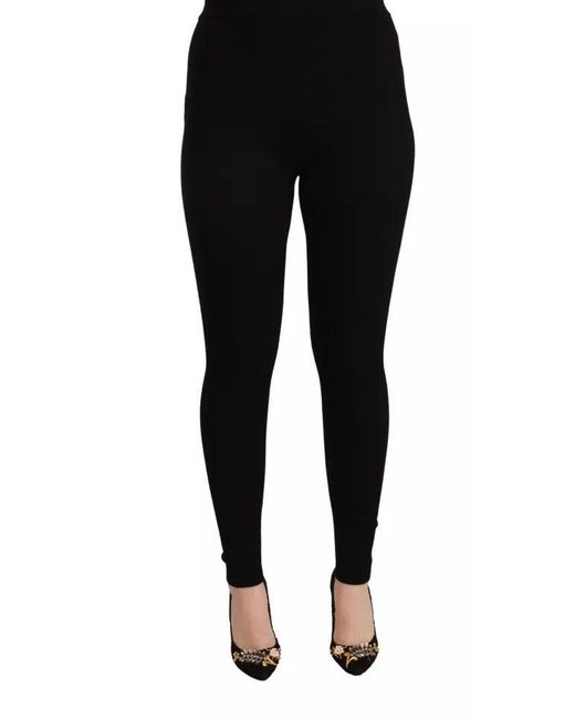 Dolce & Gabbana Black High Waist Stretch Pants Tights