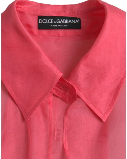 Dolce & Gabbana Red Pink Silk See Through Belted Long Coat Jacket