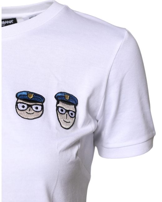 Dolce & Gabbana White #dgfamily Cotton Crew Neck T for men