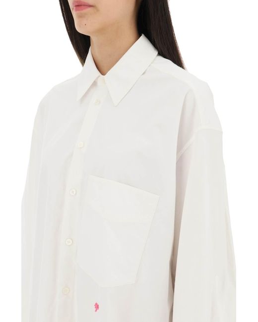 Palm Angels White Shirt Dress With Bell Sleeves