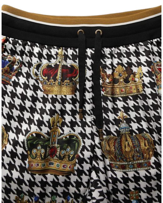 Dolce & Gabbana Black Houndstooth Crown Sweatpants Pants Polyester for men