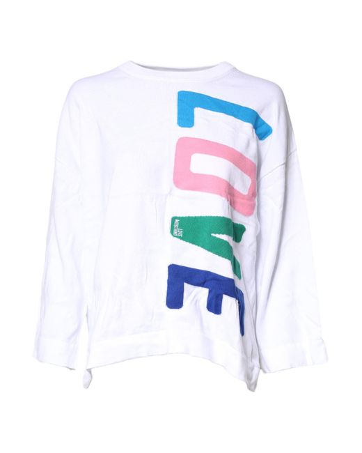 Love Moschino White Graphic Print Cotton Long Sleeves T