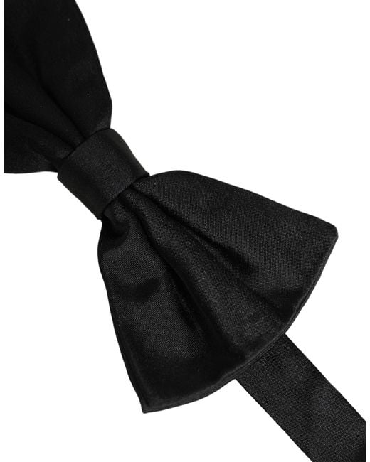 Dolce & Gabbana Men Black 100% Silk Adjustable Neck Papillon Bow Tie for men