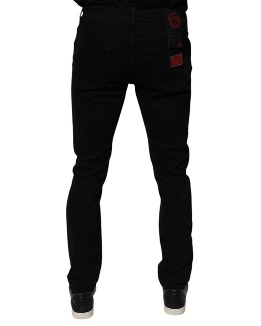 Dolce & Gabbana Black Slim Fit Distressed Jeans for men
