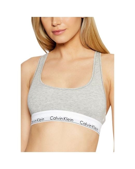 Calvin Klein White Gray Cotton Bra