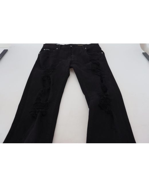 Dolce & Gabbana Black Svelte Tattered Slim Fit Denim for men