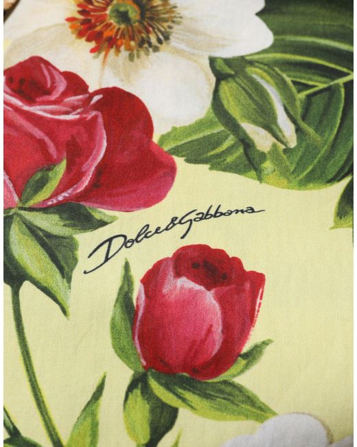 Dolce & Gabbana Metallic Multicolor Floral Animal Print Collared Shirt for men
