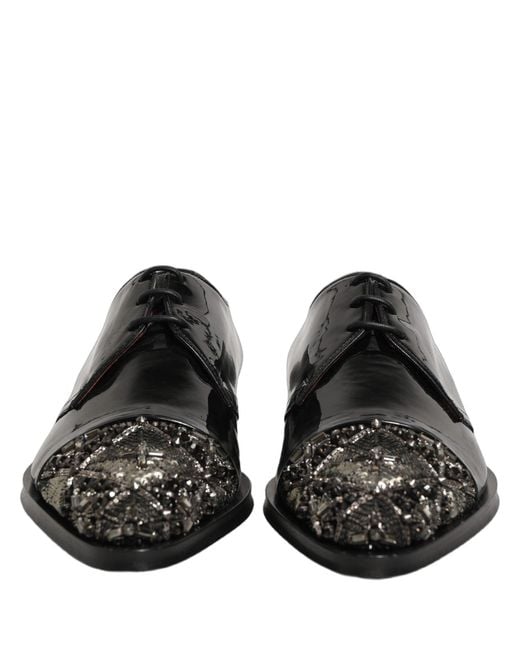 Dolce & Gabbana Black Embellished Men Derby Dress Formal Shoes for men