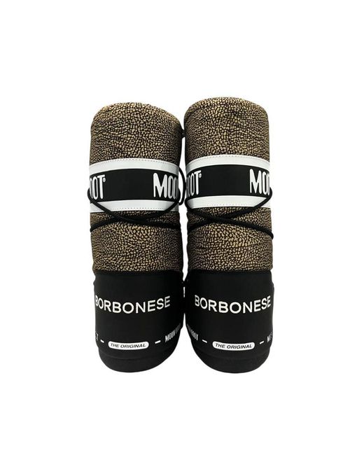 Borbonese Black Beige Textile Boot
