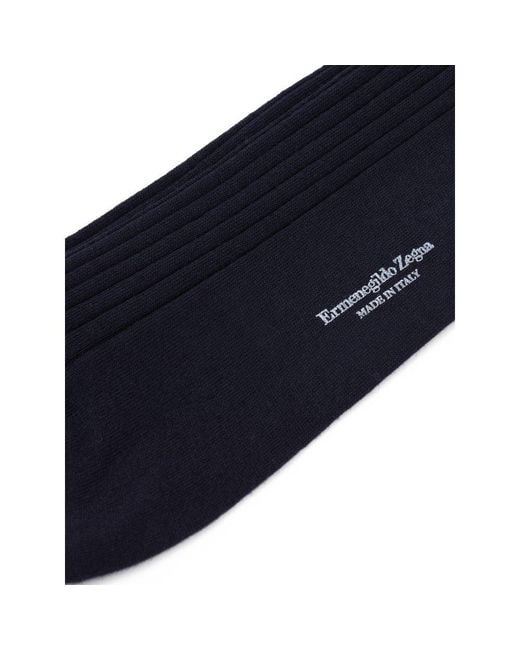 Zegna Navy Blue Wool Socks for men