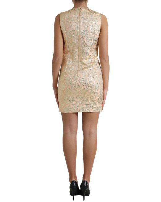 Dolce & Gabbana Natural Elegant Mini Lurex Jacquard Dress