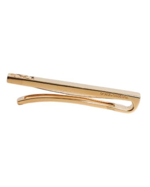 Dolce & Gabbana Metallic Tone Brass Logo Branded Tie Clip Bar for men