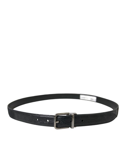 Dolce & Gabbana Black Elegant Leather Belt With Metal Buckle