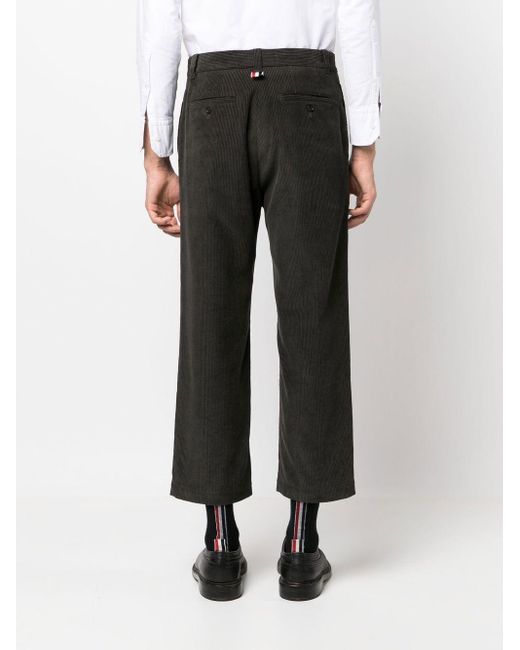 Thom Browne Black Corduroy Cropped Trousers for men