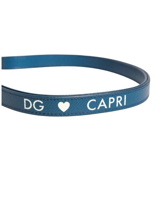 Dolce & Gabbana Blue Calf Leather Logo Flip Holder Strap Airpods Case