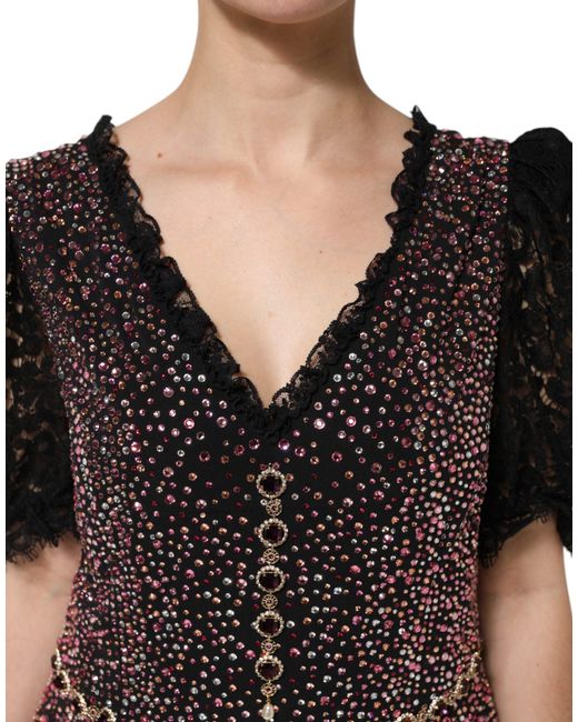 Dolce & Gabbana Black Multicolor Embellished Mermaid Gown Dress for men