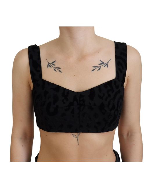 Dolce & Gabbana Black Sweetheart Sleeveless Velvet Top