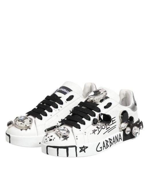 Dolce & Gabbana White Custom 2Zero Graffiti Sneakers