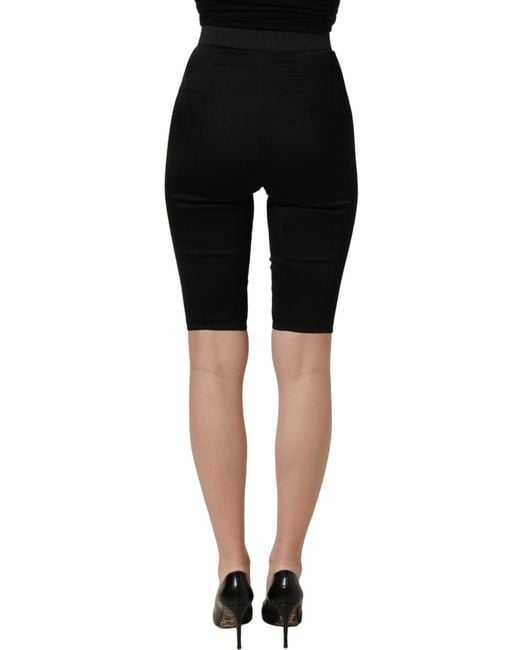 Dolce & Gabbana Black Nylon Highwaist Elastic Waistband Shorts