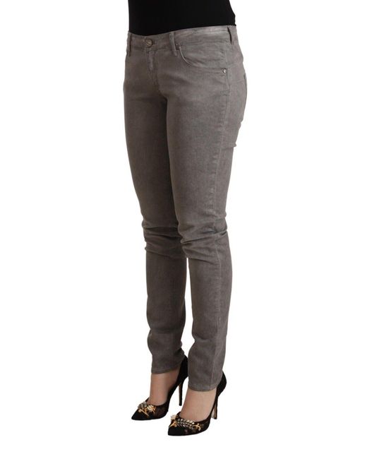 Acht Gray Cotton Low Waist Skinny Push Up Denim Jeans