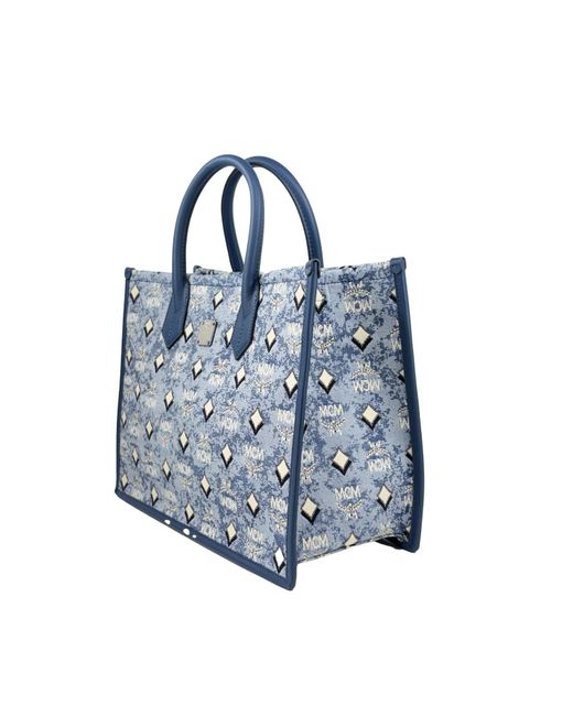 MCM Blue Aren Munchen Denim Tote Bag