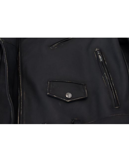 Dolce & Gabbana Black Elegant Leather Biker Jacket for men