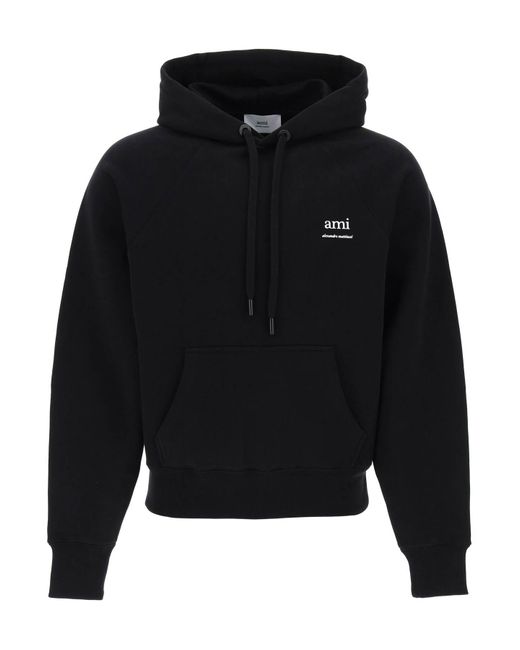 AMI Black Organic Cotton Hoodie With Hood