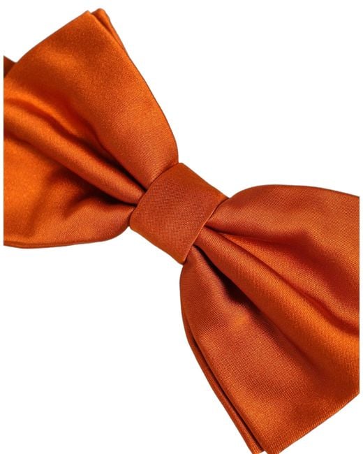 Dolce & Gabbana Men Orange 100% Silk Adjustable Neck Papillon Bow Tie for men
