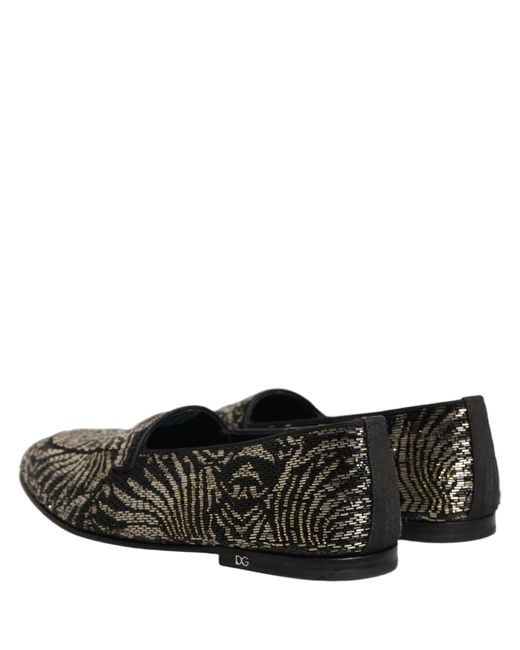 Dolce & Gabbana Black Silver Embellished Dress Loafers Shoes for men