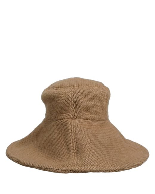 Dolce & Gabbana Brown Cotton Knit Widebrim Bucket Capello Hat