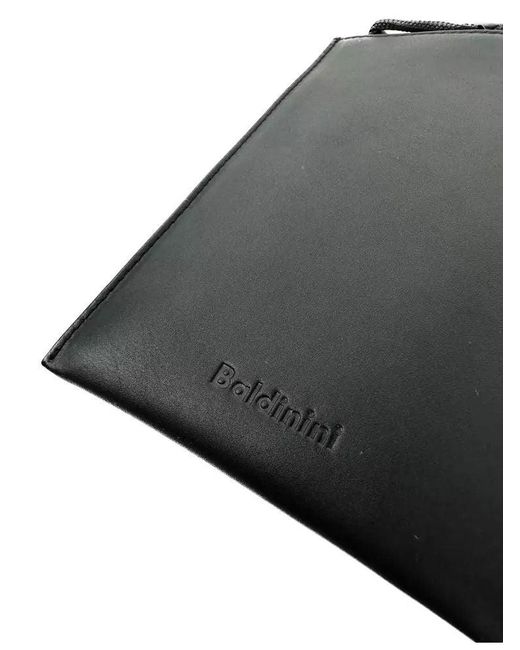 Baldinini Sleek Calfskin Leather Cell Phone Wallet In Black for men