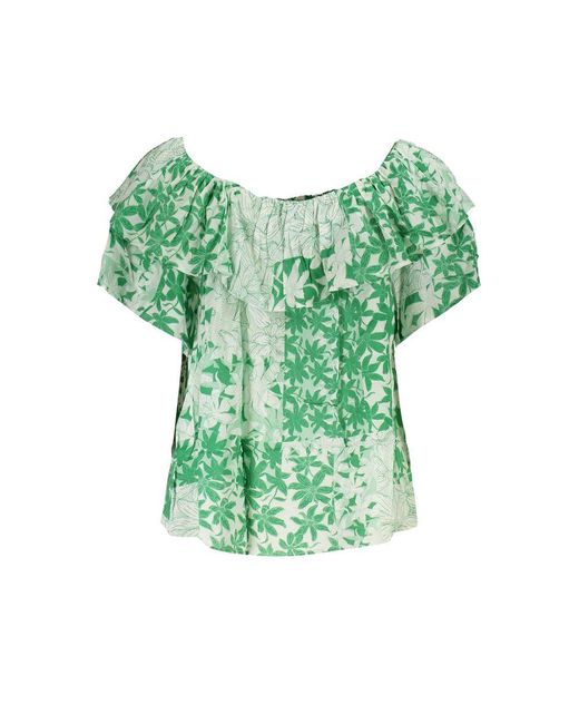 Desigual Green Boho Chic Patterned Tee With Logo