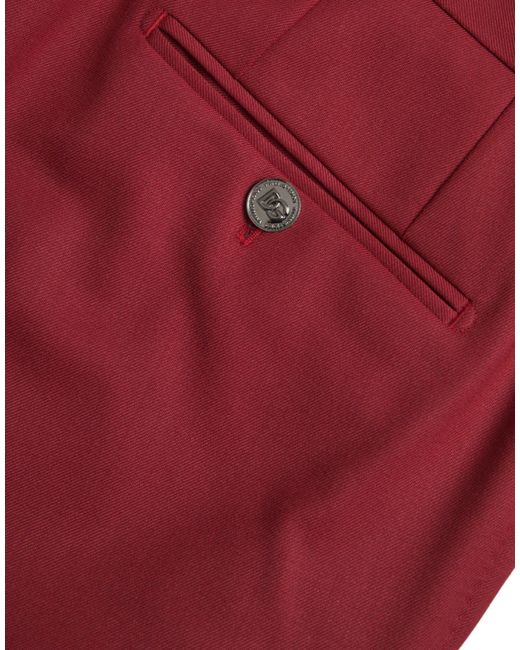 Dolce & Gabbana Red Wool Slim Fit Dress Pants for men