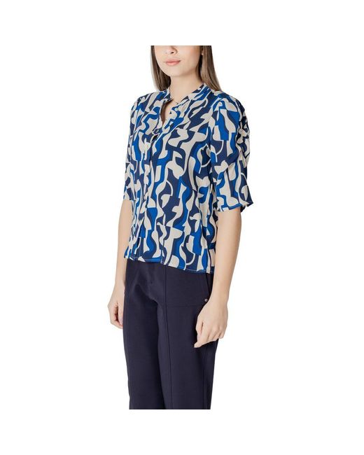 Ichi Blue Viscose Blouse