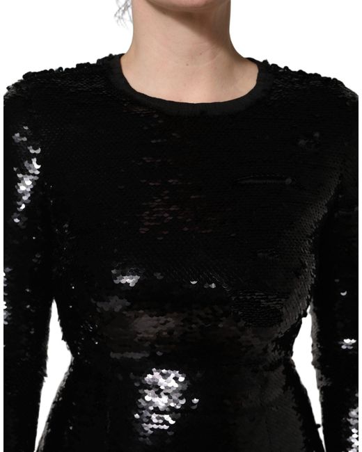 Dolce & Gabbana Black Bodycon Mermaid Sequinned Gown Dress
