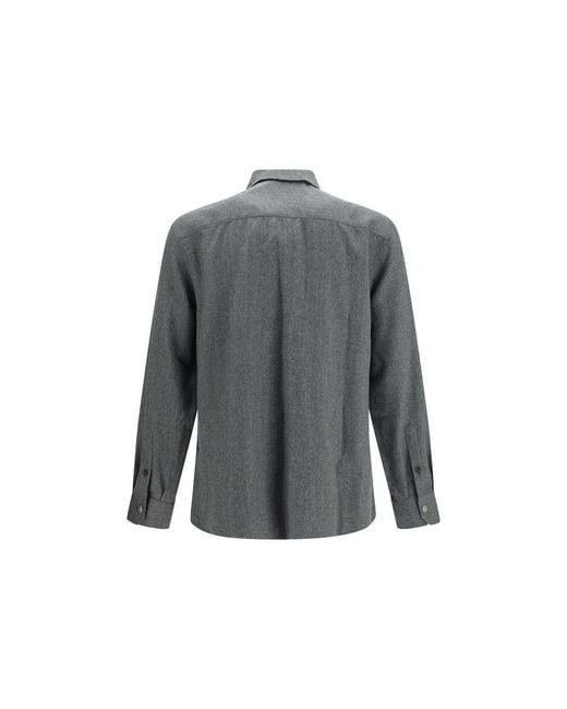 Brunello Cucinelli Gray Wool Oves Aries Dress Shirt for men