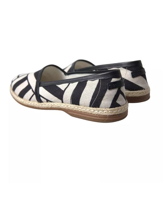 Dolce & Gabbana Black Stripes Slip On Espadrille Shoes for men