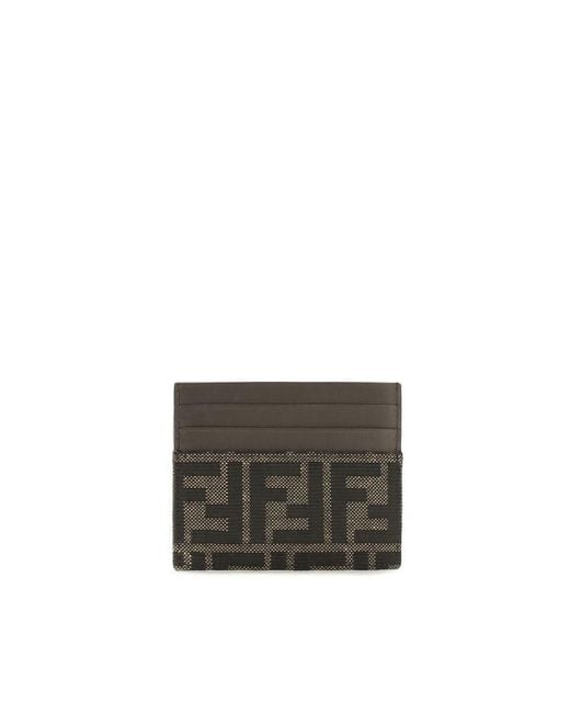Fendi Gray Brown Polyester Wallet for men