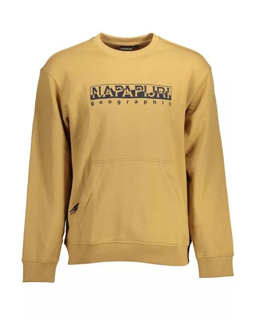 Napapijri Yellow Beige Cotton Sweater for men