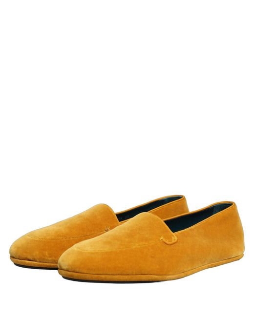 Dolce & Gabbana Brown Yellow Velvet Slip On Men Dress Loafers Shoes for men