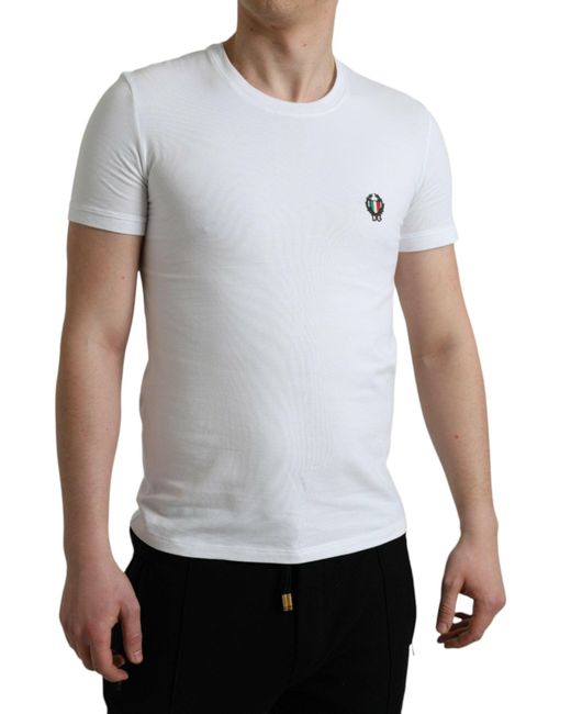 Dolce & Gabbana White Elegant Logo Crest Tee for men