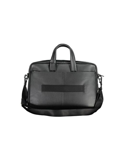 Piquadro Black Nero Leather Briefcase for men