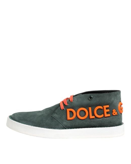Dolce & Gabbana Blue Suede Ankle Sneakers for men