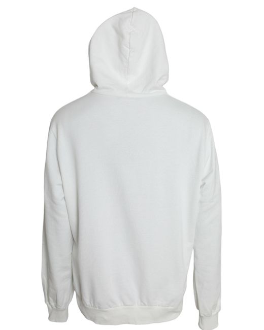 Dolce & Gabbana White Cotton Hooded Sweatshirt Pullover Sweater for men