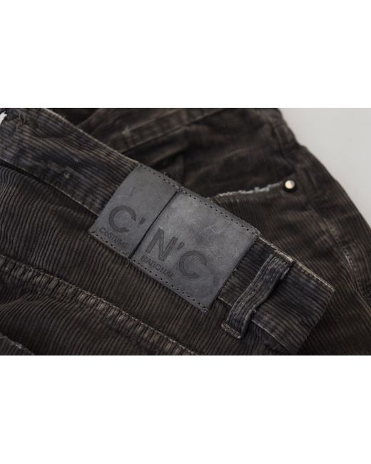 CoSTUME NATIONAL Black Gray Cotton Corduroycasual Jeans for men