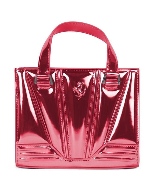 Ferrari Red Fuchsia Leather Handbag